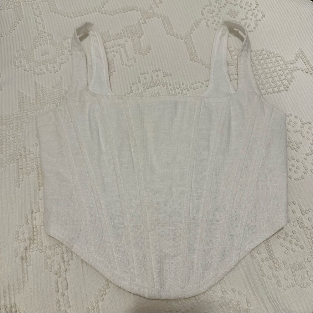 Anthropologie Aureta White Bustier Top - Picture 7 of 9